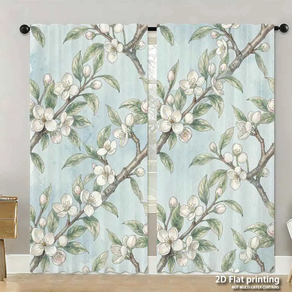 Charming Floral Blossom Curtain Blue Spring Watercolor Print Window Treatment for Home Decoration Living Room
Charming Floral Blossom Curtain Blue Spring Watercolor Print Window Treatment for Home Decoration Living Room