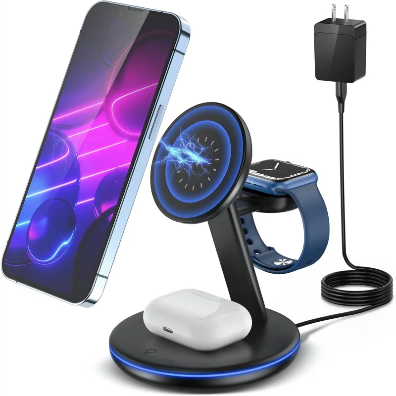 3 in 1 Charging Station for Apple Devices,Fast Mag-Safe Charger Stand,Magnetic Wireless Charger for iPhone 16 15 14 13 12 Series
3 in 1 Charging Station for Apple Devices,Fast Mag-Safe Charger Stand,Magnetic Wireless Charger for iPhone 16 15 14 13 12 Series