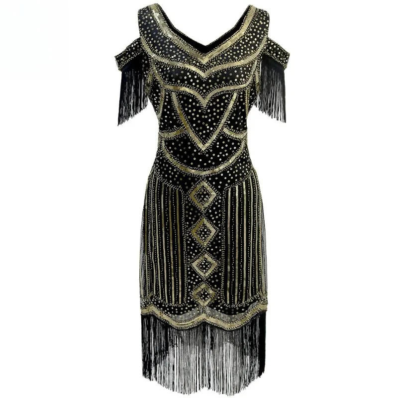 Light Luxury Europe and The United States Retro Evening Dress Tassel Prom Party Sexy Sequins Beaded Latin Dress Stage Costumes 
Light Luxury Europe and The United States Retro Evening Dress Tassel Prom Party Sexy Sequins Beaded Latin Dress Stage Costumes
