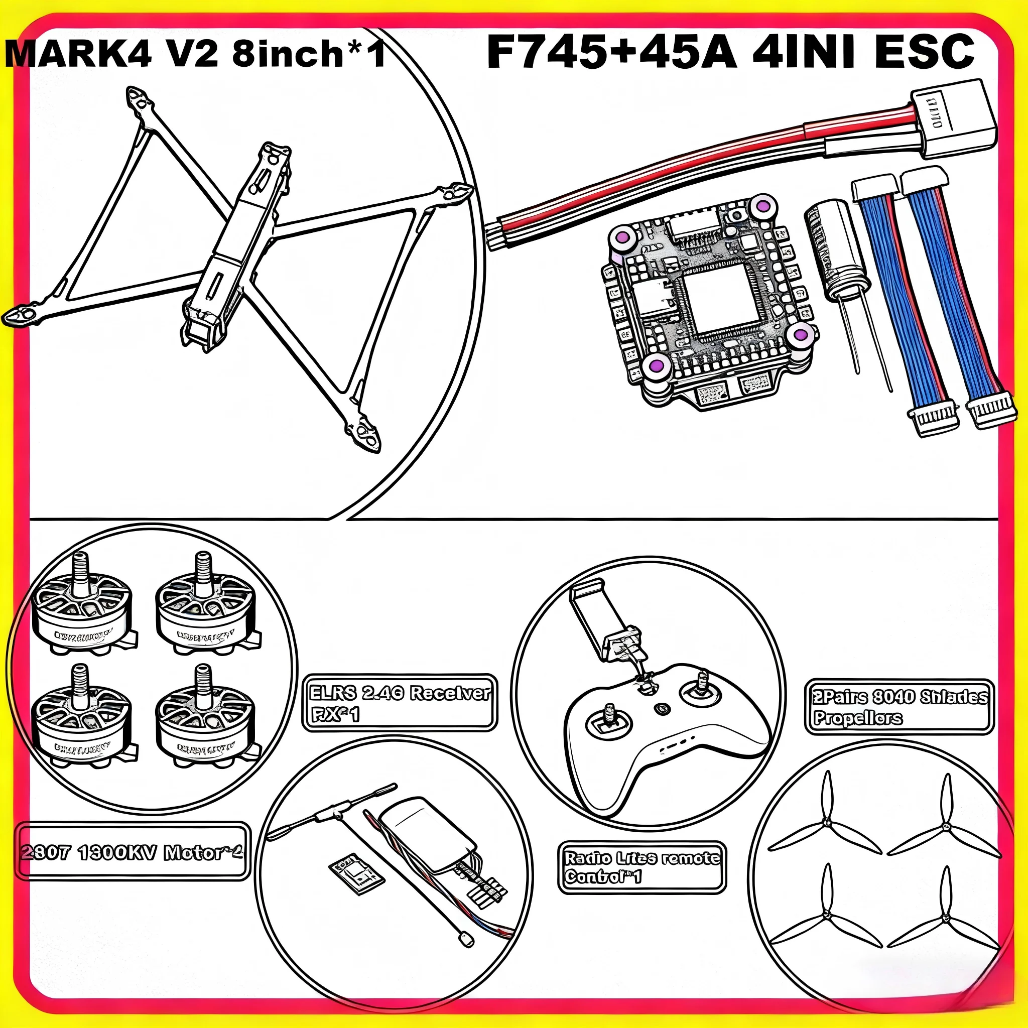 RC MARK4 V2 8/9/10inch F745 V2 Flight Control 45/60A 4INI ESC rack drone FPV carbon fiber PV Racing Drone Quadcopter Freestyle
RC MARK4 V2 8/9/10inch F745 V2 Flight Control 45/60A 4INI ESC rack drone FPV carbon fiber PV Racing Drone Quadcopter Freestyle