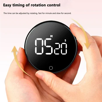 LED Digital Rotary Timer USB Rechargeable Magnetic Baking Countdown Reminder 3-Level Volume Back Bracket Design Kitchen Gadgets