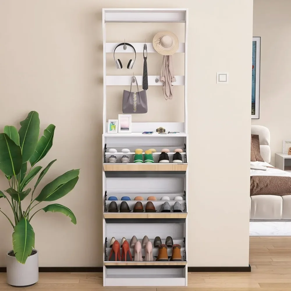 3-Tier Shoe Storage Cabinet with Mirror | Entryway Shoe Rack Organizer for 18 Pairs | Dual-Layer Shelves, Hooks & Tabletop
3-Tier Shoe Storage Cabinet with Mirror | Entryway Shoe Rack Organizer for 18 Pairs | Dual-Layer Shelves, Hooks & Tabletop