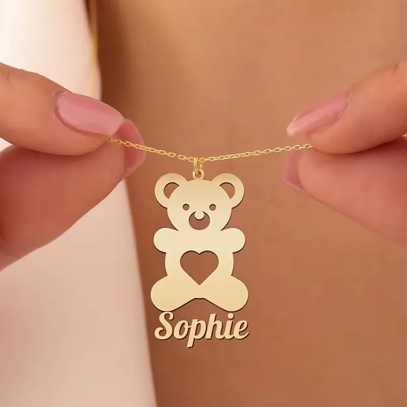 Custom Heart Bear Name Necklaces For Women Men Stainless Steel Customized Necklace Pendant Personalized Neck Chain Jewelry Gift
Custom Heart Bear Name Necklaces For Women Men Stainless Steel Customized Necklace Pendant Personalized Neck Chain Jewelry Gift