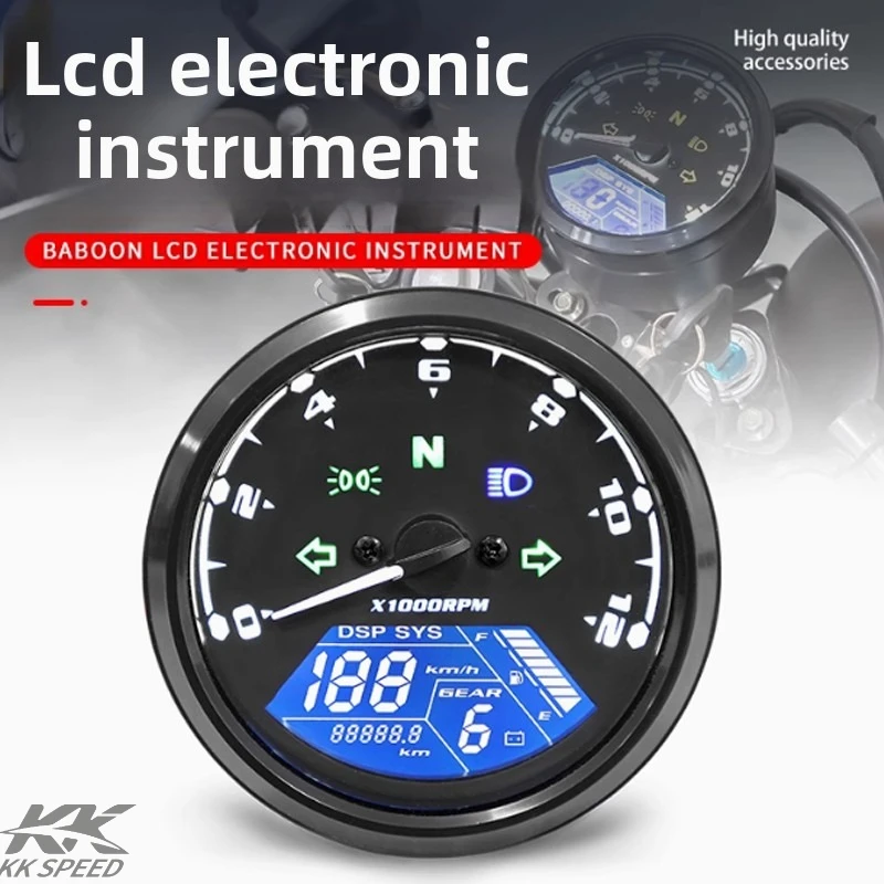 LCD Motorcycle Meter Speedometer Digital Odometer with Gear Indicator 12000kmh/mph Hour Meter Tachometer for Honda Yamaha Suzuki
LCD Motorcycle Meter Speedometer Digital Odometer with Gear Indicator 12000kmh/mph Hour Meter Tachometer for Honda Yamaha Suzuki