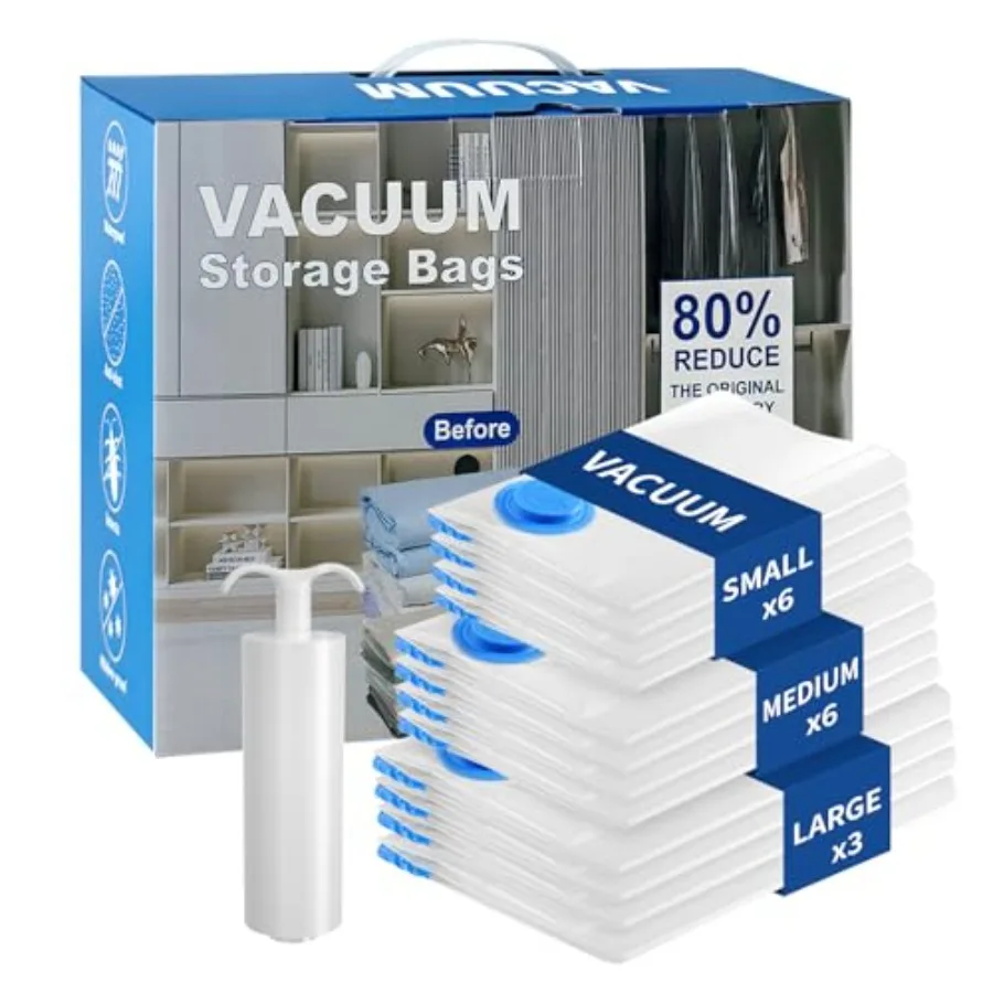 Vacuum Seal Bags for Clothing Travel Large Space Saver Storage Bags Pack - Thickened Waterproof Compression Packing Cubes for L
Vacuum Seal Bags for Clothing Travel Large Space Saver Storage Bags Pack - Thickened Waterproof Compression Packing Cubes for L