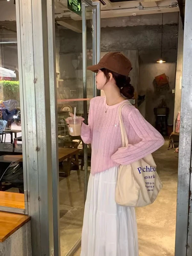 Dopne Yellow Ice Silk Knitted Top Women's Loose Lazy Sle Thin Air Conditioner Cover irt Summer Long Sve round Ne
Dopne Yellow Ice Silk Knitted Top Women's Loose Lazy Sle Thin Air Conditioner Cover irt Summer Long Sve round Ne