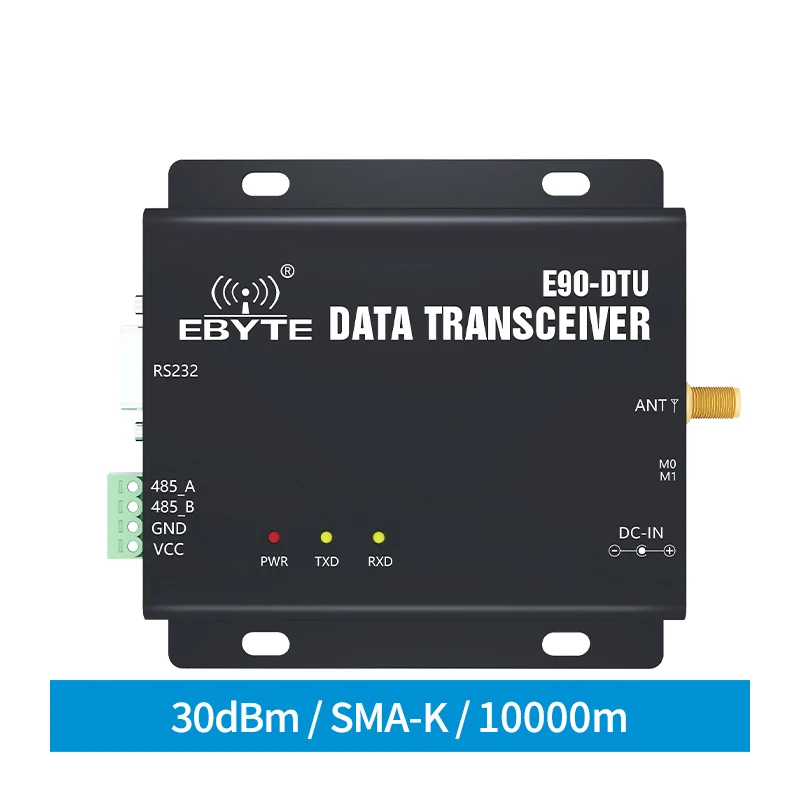 E90-DTU(900SL30) SX1262 Lora RS232 RS485 900Mhz 30dBm 10Km Range 0.3k~62.5kbps Wireless Lora Modem
E90-DTU(900SL30) SX1262 Lora RS232 RS485 900Mhz 30dBm 10Km Range 0.3k~62.5kbps Wireless Lora Modem