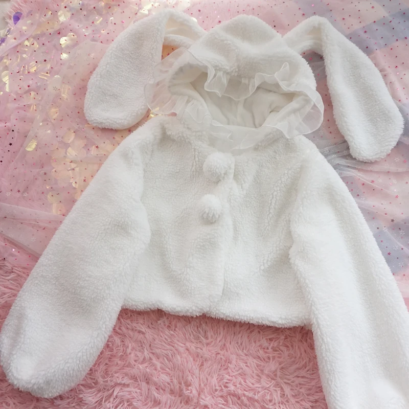 Lolita Cute Women's Rabbit Ears Thick Plush Cotton-Padded Coat Hooded Plush Coat Autumn Winter New Girl Sweet Cool Jackets
Lolita Cute Women's Rabbit Ears Thick Plush Cotton-Padded Coat Hooded Plush Coat Autumn Winter New Girl Sweet Cool Jackets