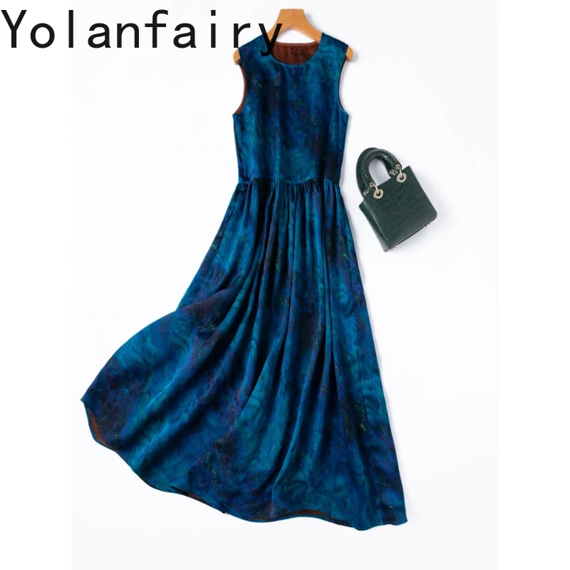 YOLANFAIRY Light Luxury 100% Mulberry Silk Dresses 2025 Woman Elegant A-line Sleeveless Summer Dresses Jacquard Women's Dress
YOLANFAIRY Light Luxury 100% Mulberry Silk Dresses 2025 Woman Elegant A-line Sleeveless Summer Dresses Jacquard Women's Dress