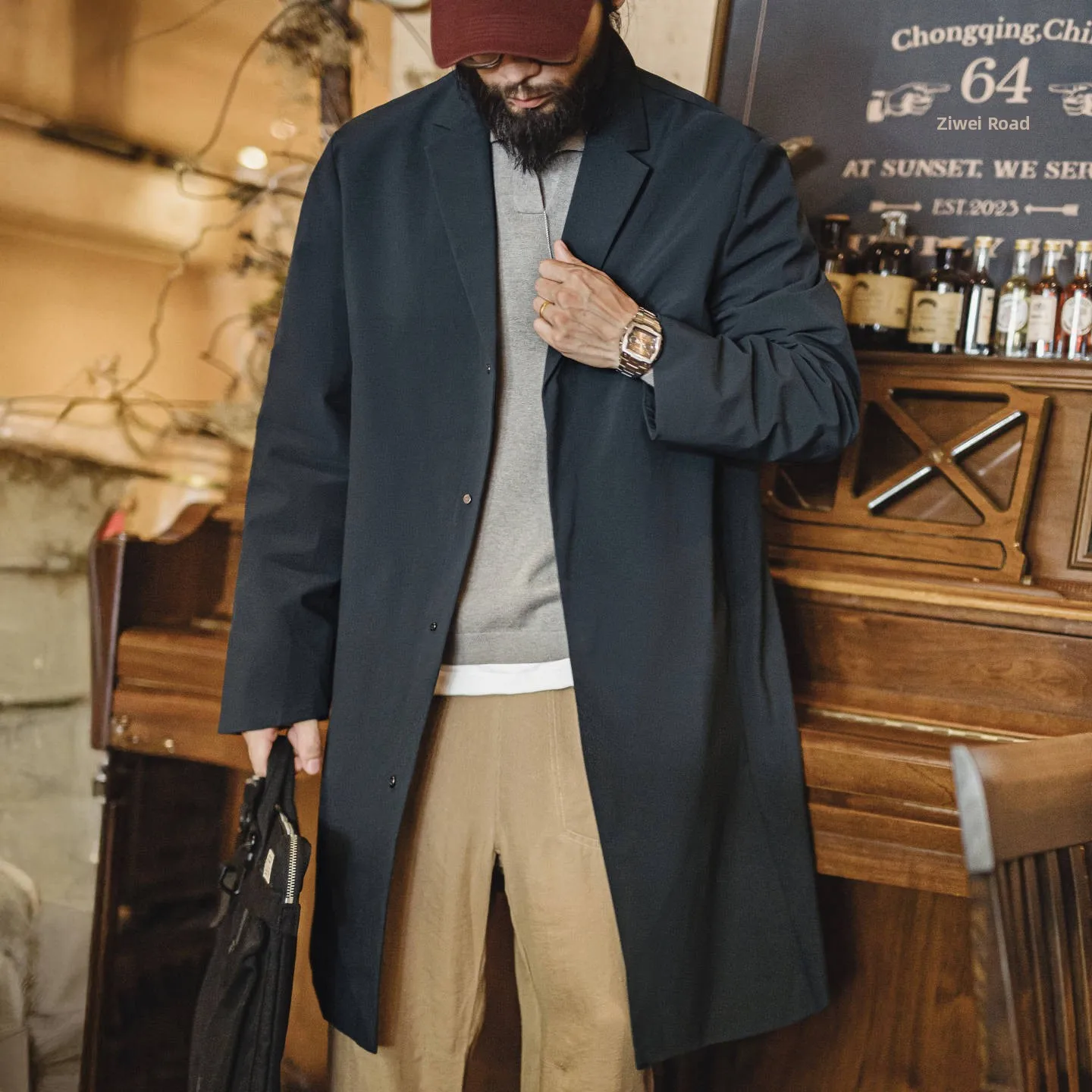 Maden American Retro Thin Commuter Sle Briti Mid-Length Blue Lapel Men's Coat Autumn Season Stand Fit Youth Faion
Maden American Retro Thin Commuter Sle Briti Mid-Length Blue Lapel Men's Coat Autumn Season Stand Fit Youth Faion