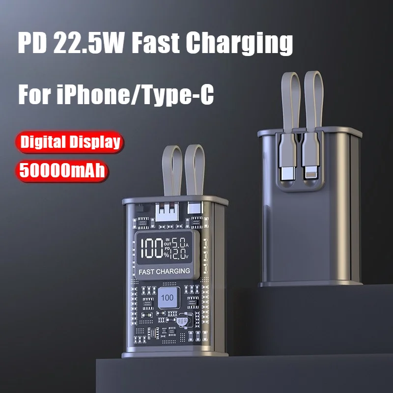 New Cyberpunk Power Bank PD 22.5W Fast Charging 50000mAh Comes with Cable Mobile Supply Battery Charger Cases for iPhone Samsung
New Cyberpunk Power Bank PD 22.5W Fast Charging 50000mAh Comes with Cable Mobile Supply Battery Charger Cases for iPhone Samsung