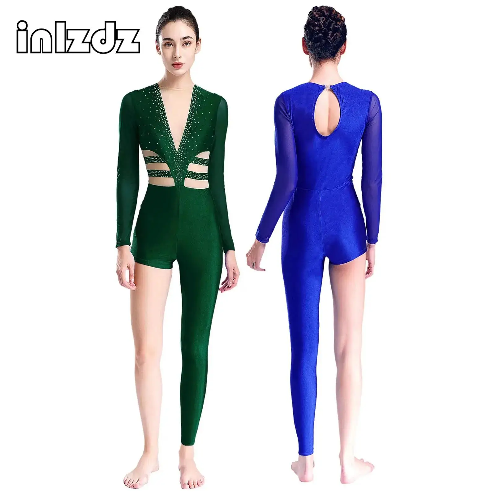 Gymnastics Jumpsuits Women Ballet Dance Leotard Sheer Mesh Rhinestones Long Sleeve Bodysuit Single Leg Figure Skating Jumpsuit
Gymnastics Jumpsuits Women Ballet Dance Leotard Sheer Mesh Rhinestones Long Sleeve Bodysuit Single Leg Figure Skating Jumpsuit