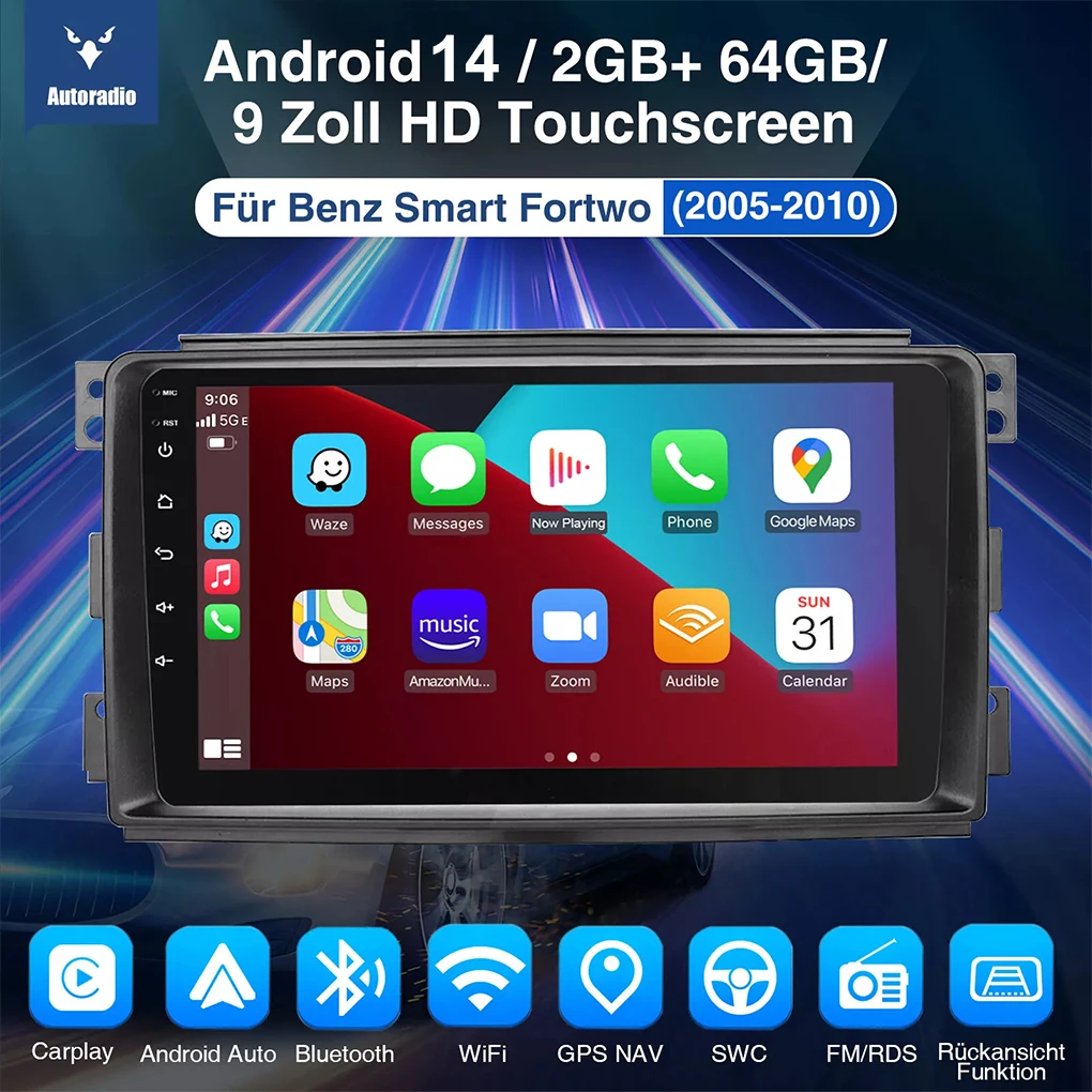 Wireless CarPlay Android 14 AUTO Car Radio Stereo for Mercedes Benz Smart Fortwo W451 2005-2010 WIFI Multimedia Video Player
Wireless CarPlay Android 14 AUTO Car Radio Stereo for Mercedes Benz Smart Fortwo W451 2005-2010 WIFI Multimedia Video Player