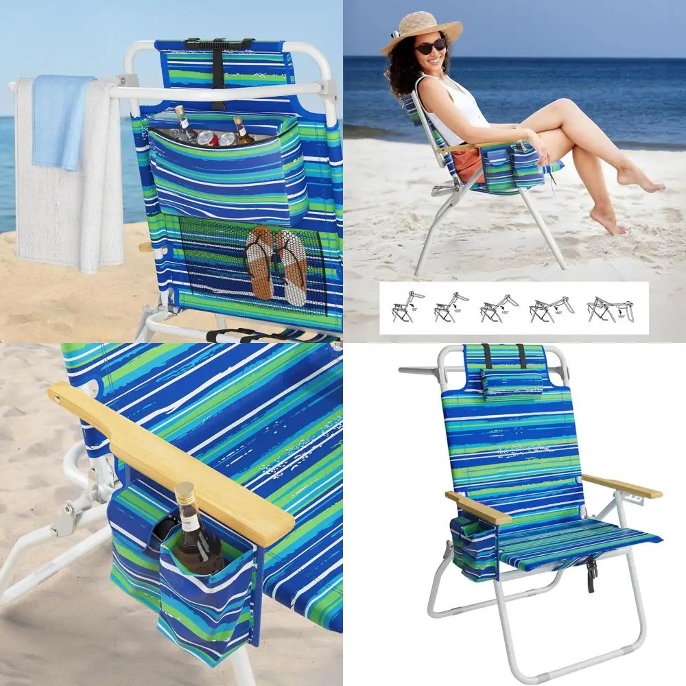 Elevated Backpack Beach Chair for Adults, 17 High with Wooden Armrests, 5-Position Recline, Large Cooler Pocket, Supports 350lbs
Elevated Backpack Beach Chair for Adults, 17 High with Wooden Armrests, 5-Position Recline, Large Cooler Pocket, Supports 350lbs