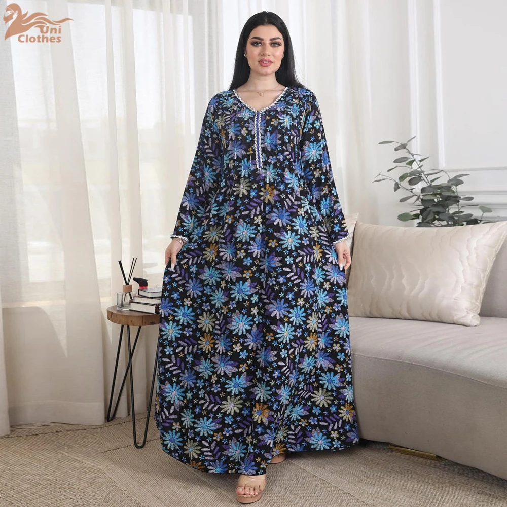 Uni New Fashion Floral Print Abayas for Women Muslim Dress Turkey Dubai Kaftan Caftan Marocain Femme Musulmane Robe
Uni New Fashion Floral Print Abayas for Women Muslim Dress Turkey Dubai Kaftan Caftan Marocain Femme Musulmane Robe