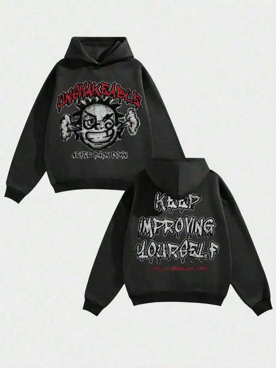 Unisex Graphic Hoodie for Kids - Distressed Print, Loose Fit, Cotton Blend
Unisex Graphic Hoodie for Kids - Distressed Print, Loose Fit, Cotton Blend