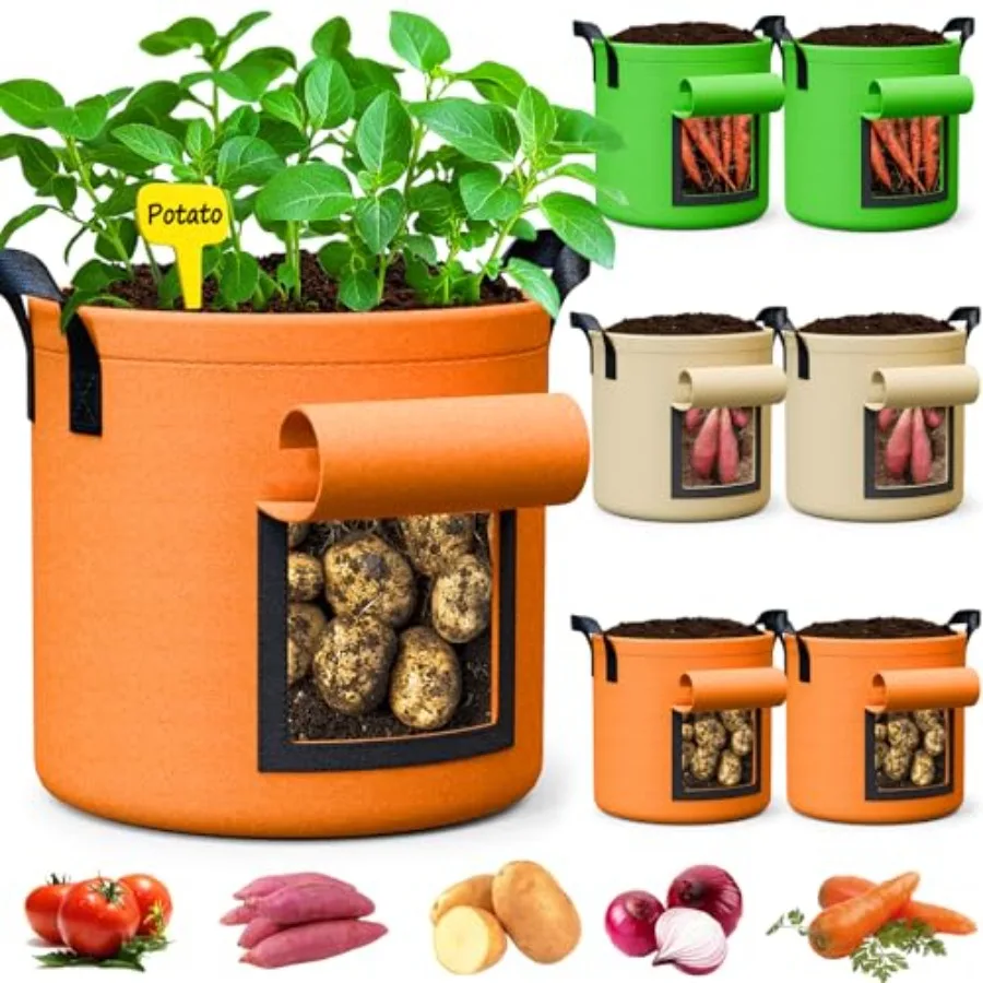 Large Potato Grow Bags - 6-Pack Colored Aeration Fabric Pots with Flap/Handles/6 Pcs Plant Labels
Large Potato Grow Bags - 6-Pack Colored Aeration Fabric Pots with Flap/Handles/6 Pcs Plant Labels