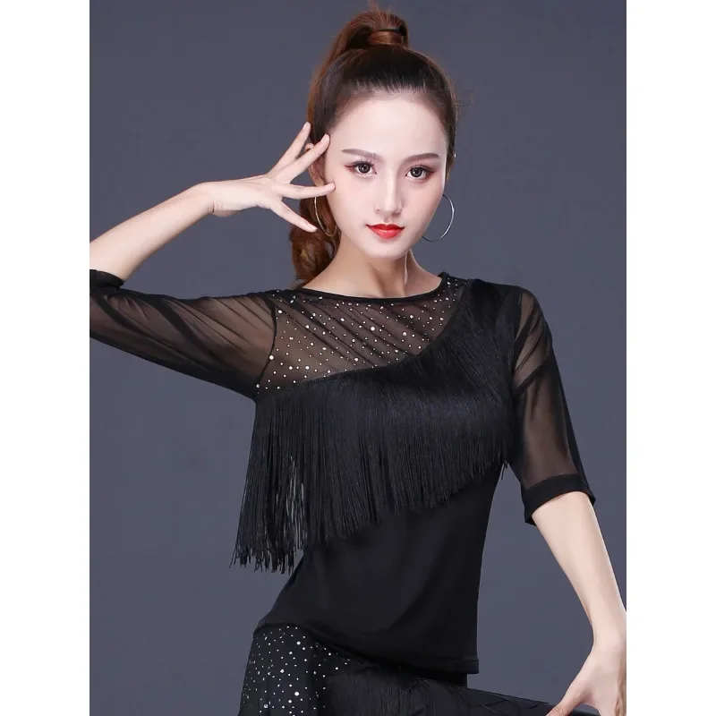 customized Latin dance dress for women's spring top sailor dance performance costume salsa modern dance fringe practice dresses 
customized Latin dance dress for women's spring top sailor dance performance costume salsa modern dance fringe practice dresses