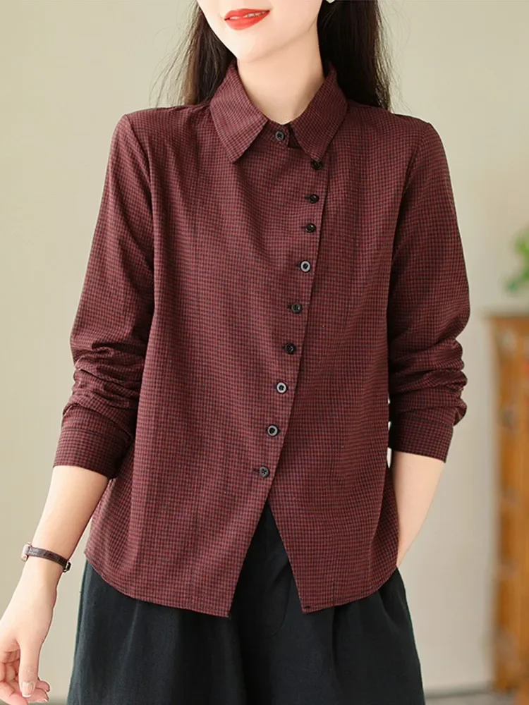 Women Long Sleeve Casual Shirt New Arrival 2023 Vintage Style Plaid Pattern All-match Loose Female Cotton Tops Shirts ERFW-5969
Women Long Sleeve Casual Shirt New Arrival 2023 Vintage Style Plaid Pattern All-match Loose Female Cotton Tops Shirts ERFW-5969