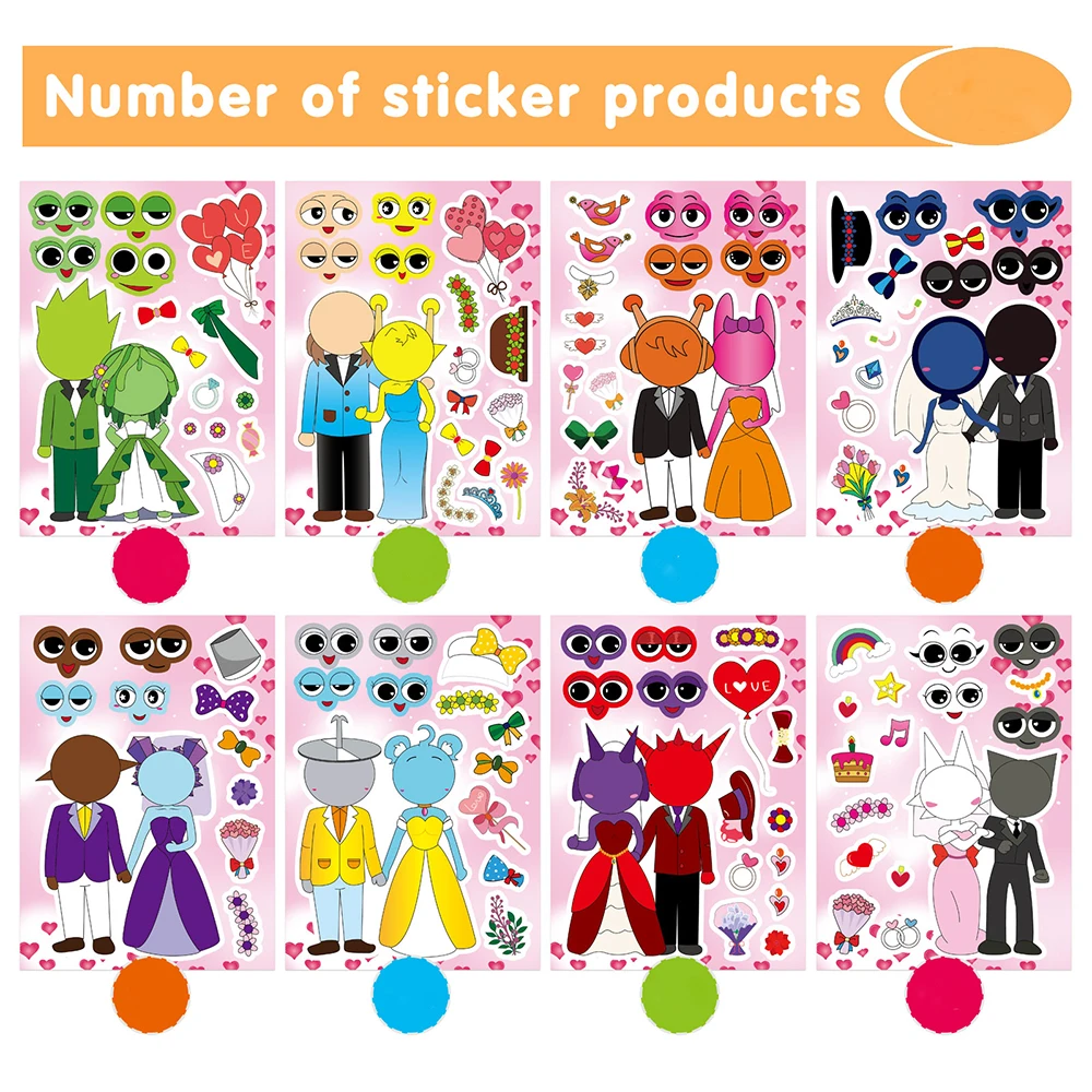 8/16sheets Incredibox Sprunki Children Make a Face Stickers Cute Cartoon Puzzle Sticker for Kid DIY Assemble Jigsaw Toy Gift
8/16sheets Incredibox Sprunki Children Make a Face Stickers Cute Cartoon Puzzle Sticker for Kid DIY Assemble Jigsaw Toy Gift