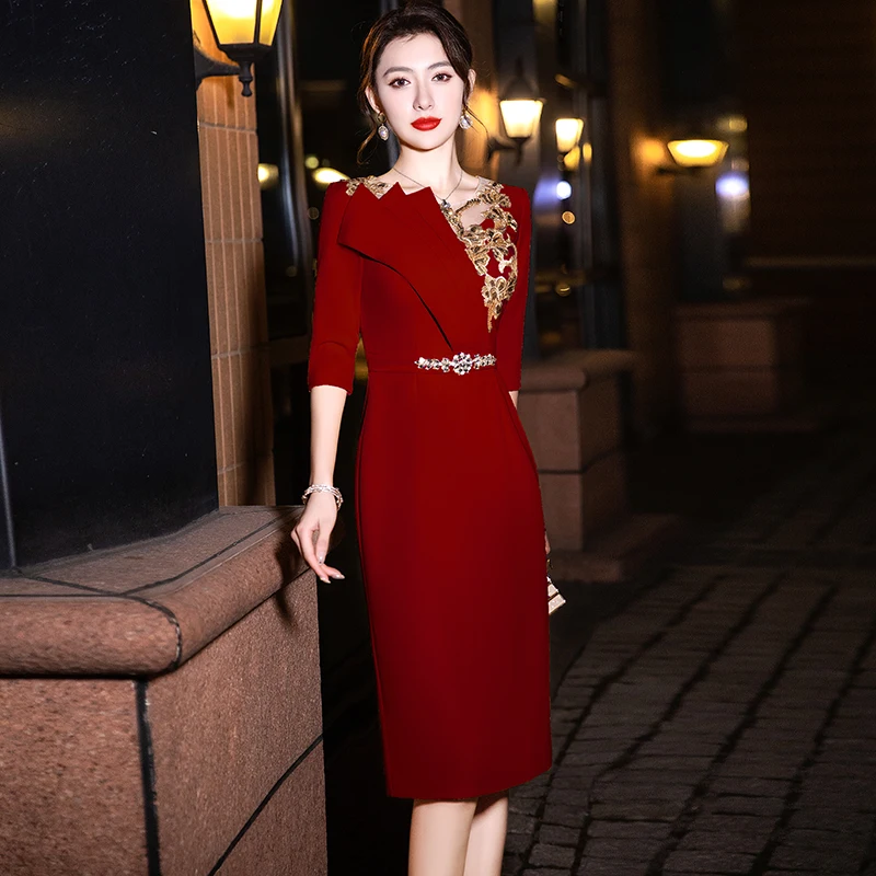Ele Red Evening Gown for Wedding Banquet Women's Formal Dr mid Waist ort Sve U Ne Fi Tail Sle Sequin Detail
Ele Red Evening Gown for Wedding Banquet Women's Formal Dr mid Waist ort Sve U Ne Fi Tail Sle Sequin Detail