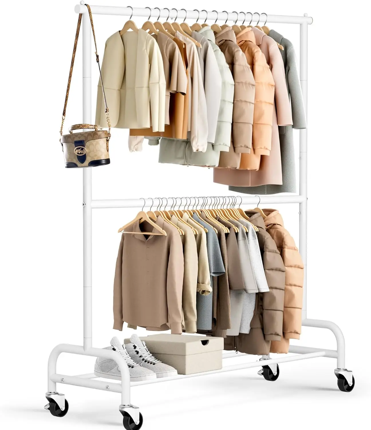 Heavy Duty Clothing Racks for Hanging Clothes Rack Double Rod Garment Rack Rolling Closet Wardrobe Rack on Wheels, Metal, Adj
Heavy Duty Clothing Racks for Hanging Clothes Rack Double Rod Garment Rack Rolling Closet Wardrobe Rack on Wheels, Metal, Adj