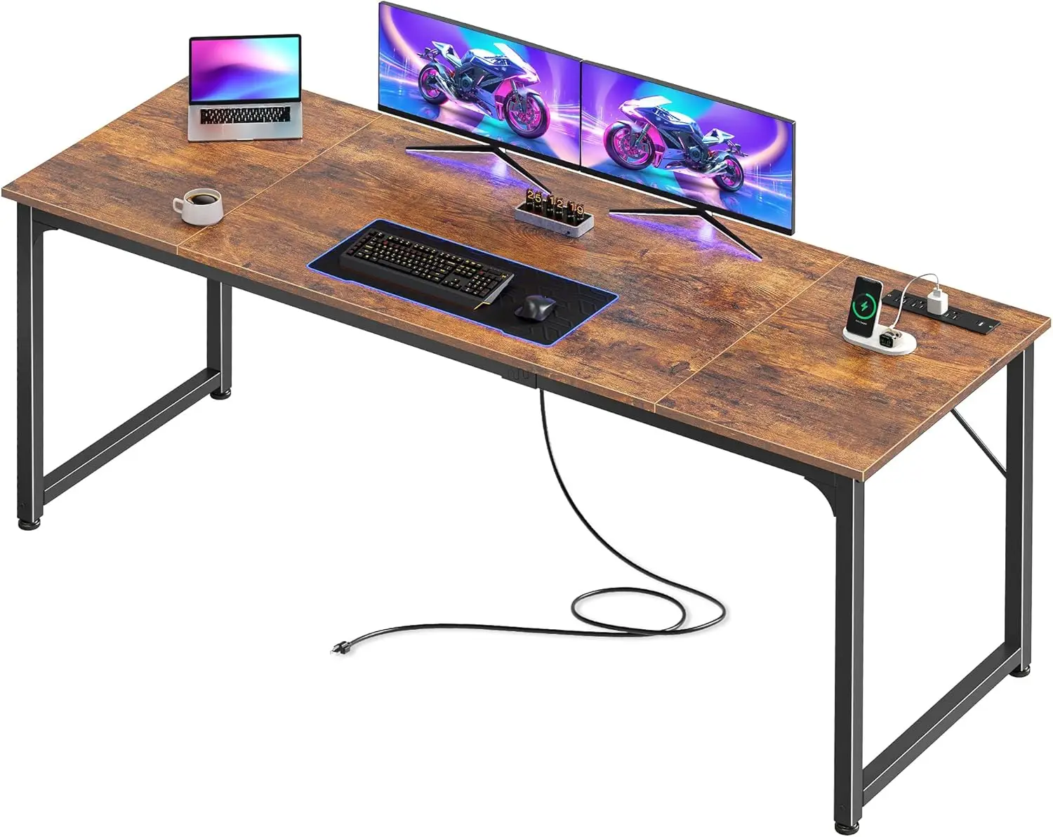 Gaming and Office Computer Desk, 70 x 24 Inches, with Power Outlets and USB-C Port, Larger and Longer Size, for Home Office, Study, Writing, Work from Home, Metal Frame, Rustic Brown
Gaming and Office Computer Desk, 70 x 24 Inches, with Power Outlets and USB-C Port, Larger and Longer Size, for Home Office, Study, Writing, Work from Home, Metal Frame, Rustic Brown
