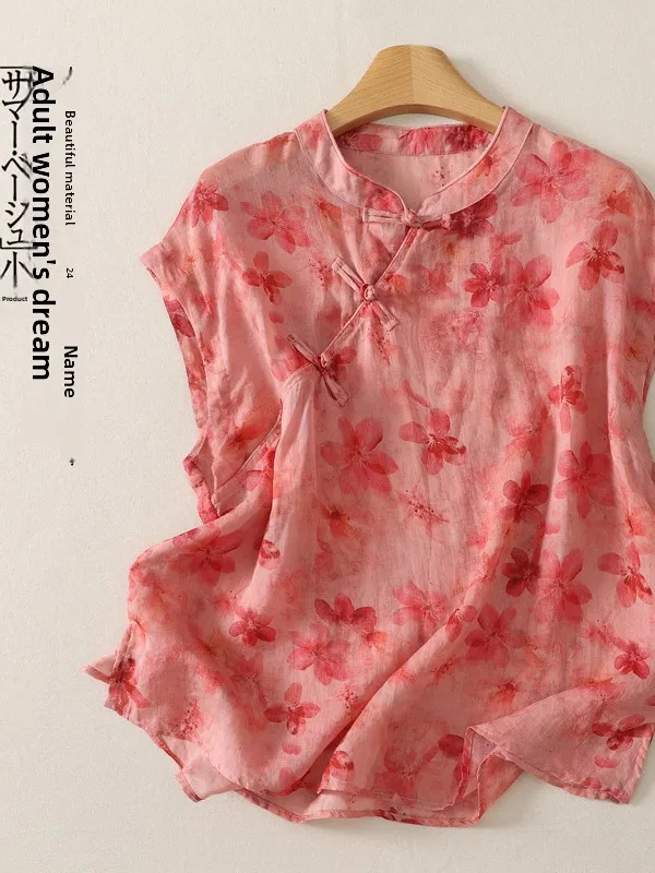 Summer Artistic Floral Print Sleeveless Loose Fit Women's Shirt Large Size Casual Versatile Button up Top for plus Size
Summer Artistic Floral Print Sleeveless Loose Fit Women's Shirt Large Size Casual Versatile Button up Top for plus Size