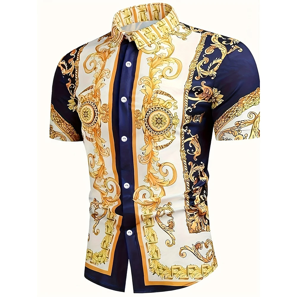 Men'S Shirt Vintage Floral Digital Print Shirt Men'S Fashion Party Clothing Casual Color-Matching Short-Sleeved Button-Up Shirt
Men'S Shirt Vintage Floral Digital Print Shirt Men'S Fashion Party Clothing Casual Color-Matching Short-Sleeved Button-Up Shirt