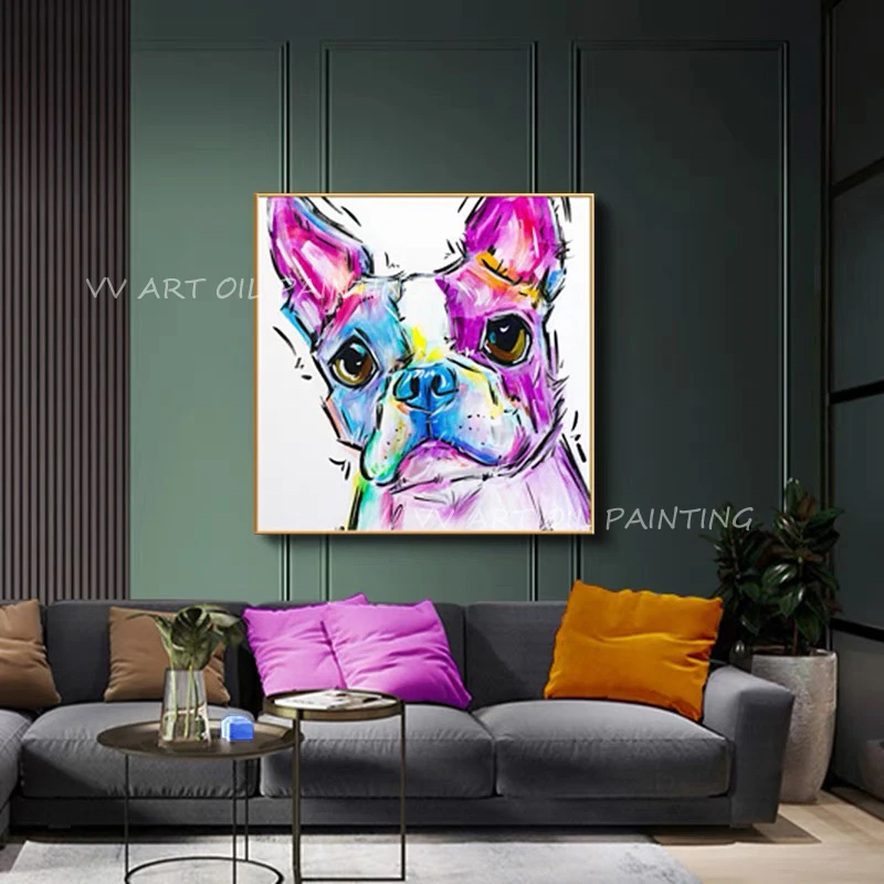Colorful dog face animal 100% Handpainted Handmade Thick Oil Paintings on Canvas Wall Art Picture For Living Room Home Decor
Colorful dog face animal 100% Handpainted Handmade Thick Oil Paintings on Canvas Wall Art Picture For Living Room Home Decor