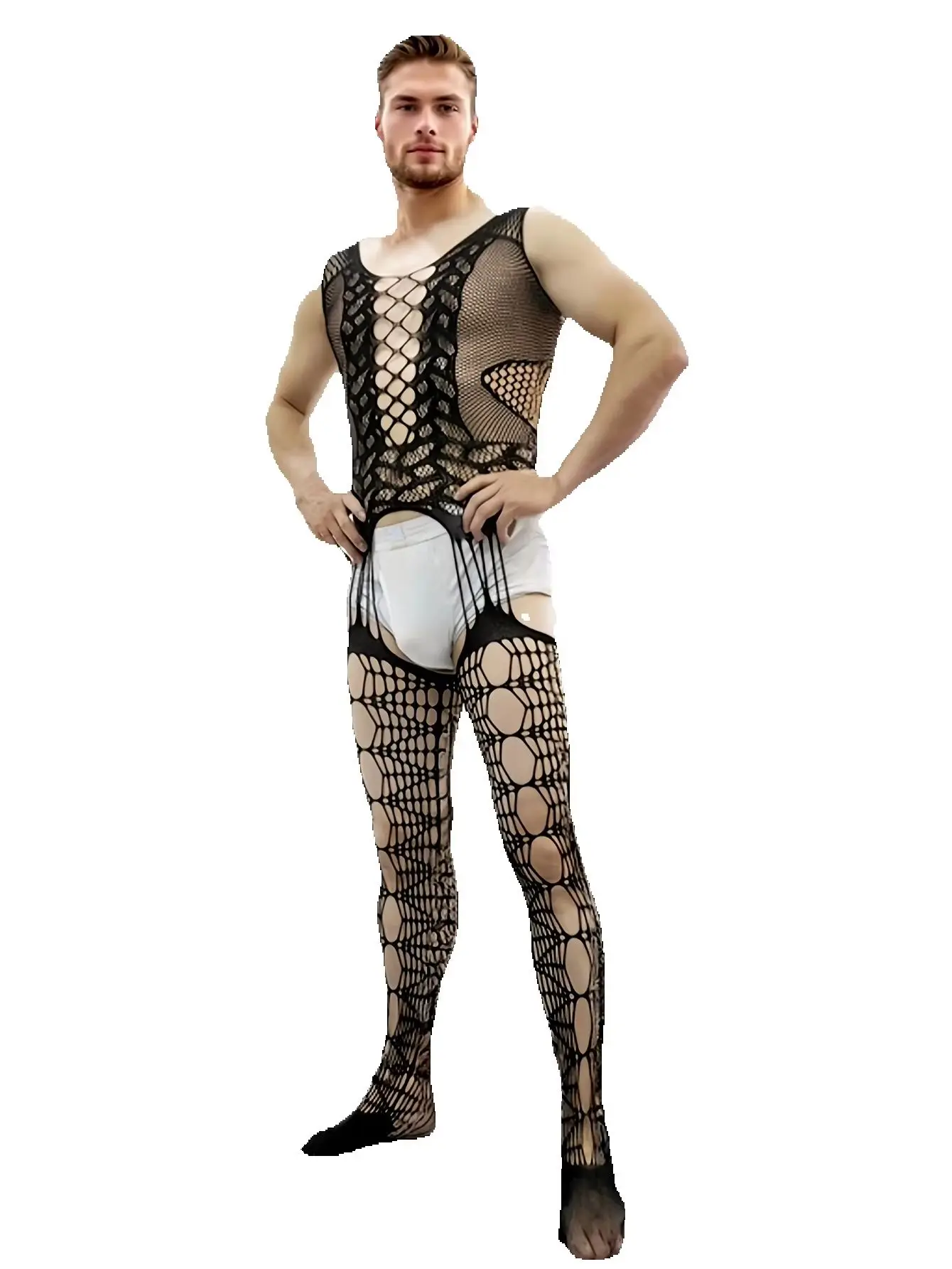 Men's Muscle Temptation One-Piece Socks with Embroidered Net Underwear Open-Crotch Net Shirt Sleepwear for Bold Men
Men's Muscle Temptation One-Piece Socks with Embroidered Net Underwear Open-Crotch Net Shirt Sleepwear for Bold Men