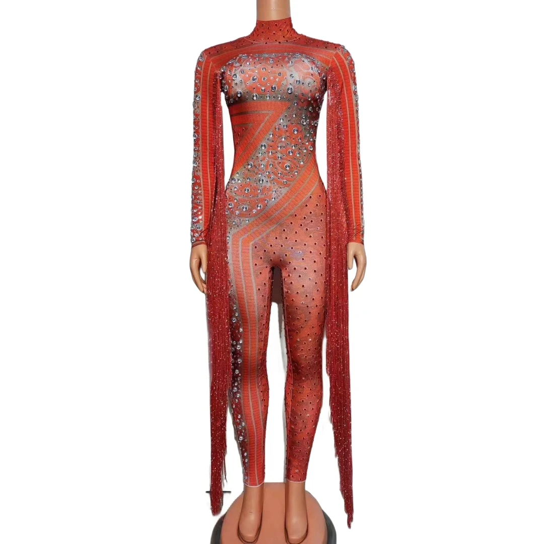 Glitter Fringe Stretch Rhinestone Jumpsuits For Women Red White Black Dance Groop Costume Nightclub Bar Drag Queen Outfit
Glitter Fringe Stretch Rhinestone Jumpsuits For Women Red White Black Dance Groop Costume Nightclub Bar Drag Queen Outfit