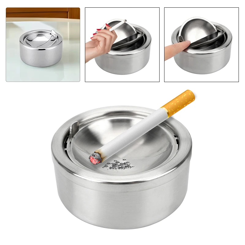 Portable Stainless Steel Ashtray With Closed Windproof Fly Ash Design, Large-Capacity Ash Storage And Smoking Accessories 
Portable Stainless Steel Ashtray With Closed Windproof Fly Ash Design, Large-Capacity Ash Storage And Smoking Accessories