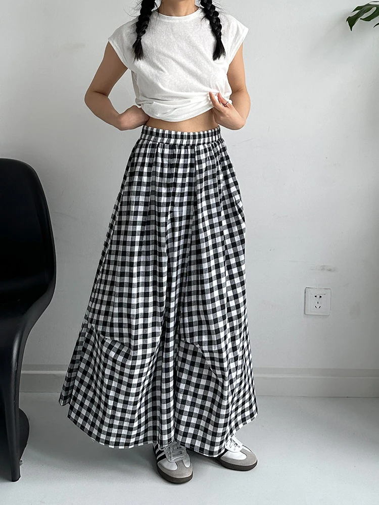 SuperAen, новая летняя асимметричная юбка с эластичной резинкой на талии для женщин, модное клетчатое повседневное хлопковое длинное платье трапециевидной формы
SuperAen, новая летняя асимметричная юбка с эластичной резинкой на талии для женщин, модное клетчатое повседневное хлопковое длинное платье трапециевидной формы