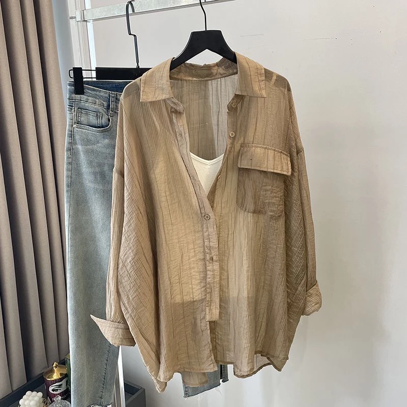 Summer Thin Korean Sle Pure Color Women's Loose Design Long Sve Sun Protection irt Trendy Silk Cotton Casual irt
Summer Thin Korean Sle Pure Color Women's Loose Design Long Sve Sun Protection irt Trendy Silk Cotton Casual irt