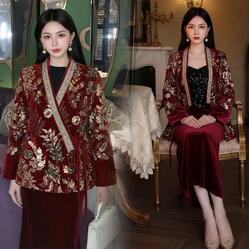 Chinese Style Hanfu Elegant Women High Quality Embroider Hand Embroidery Tang Clothes Velour Skirt Exquisite Tang Clothes
Chinese Style Hanfu Elegant Women High Quality Embroider Hand Embroidery Tang Clothes Velour Skirt Exquisite Tang Clothes