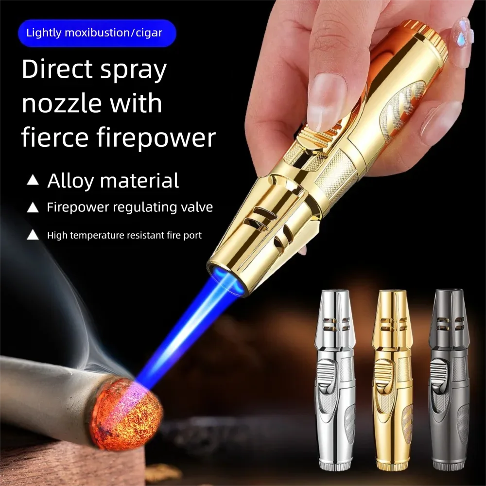 New Blue Flame Straight-in Inflatable Lighter Personalized Cigar Moxibustion Special Igniter for Outdoor Windproof Ignition
New Blue Flame Straight-in Inflatable Lighter Personalized Cigar Moxibustion Special Igniter for Outdoor Windproof Ignition