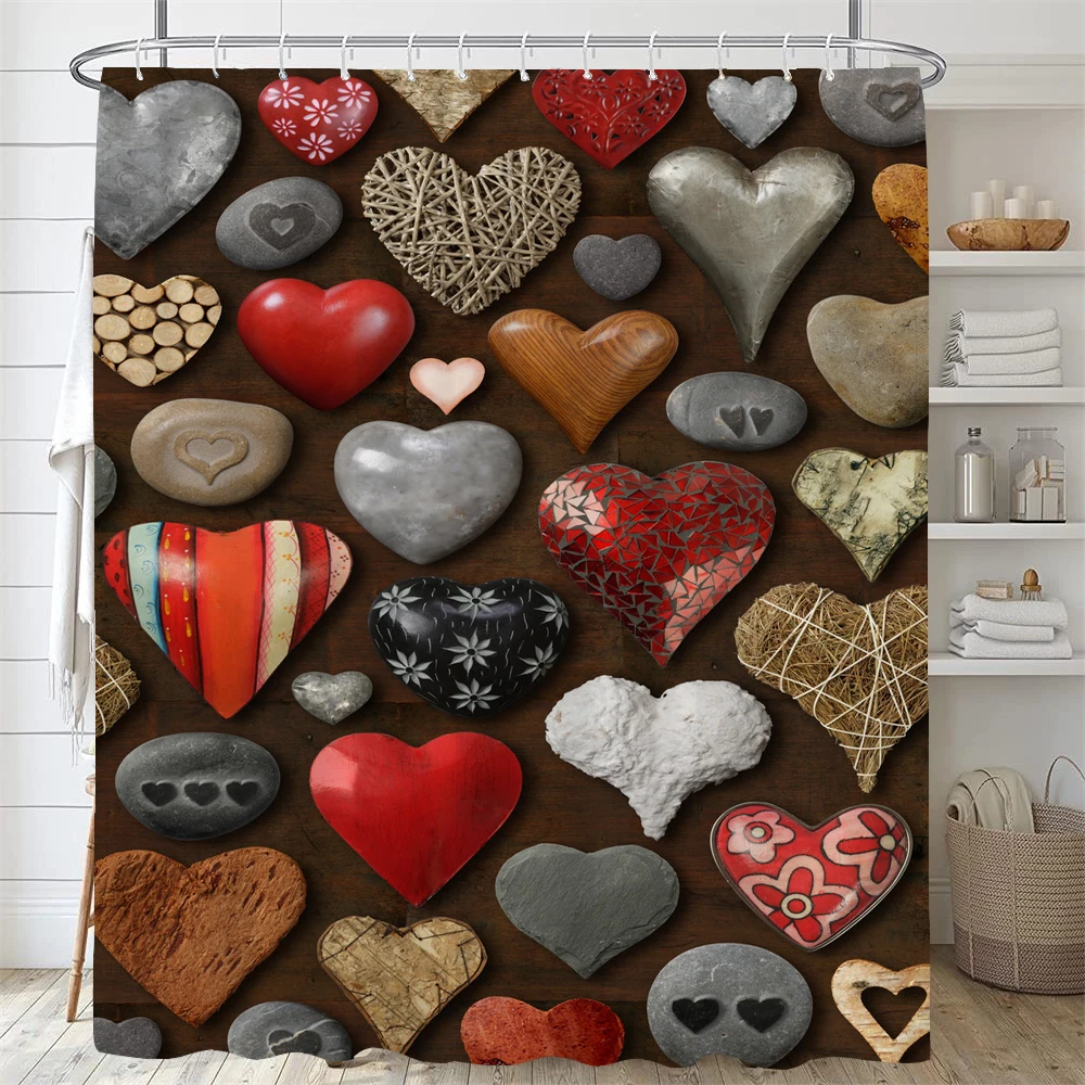 Romantic Love Stone Shower Curtain Heart Printed Bathroom Curtain Waterproof With Hooks Valentine's day Home Decorative Curtain
Romantic Love Stone Shower Curtain Heart Printed Bathroom Curtain Waterproof With Hooks Valentine's day Home Decorative Curtain