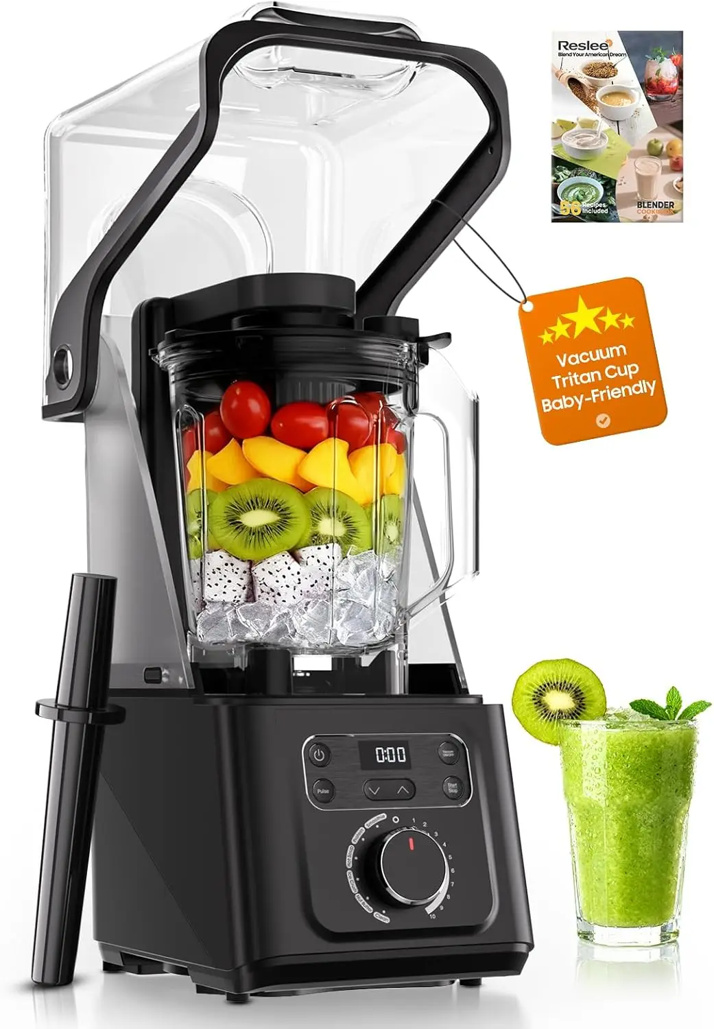 Professional Commercial Vacuum Blender with Quiet Shield, 2026 Upgraded 40000 RPM, 3000W/4HP Peak Power, 56oz Eastman Tritan
Professional Commercial Vacuum Blender with Quiet Shield, 2026 Upgraded 40000 RPM, 3000W/4HP Peak Power, 56oz Eastman Tritan