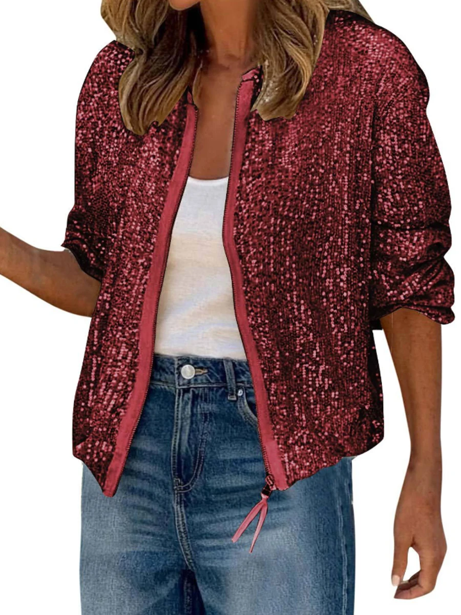 Sequins Shiny Jackets Women Sparkling Sequin Long Sleeve O Neck Coats
Sequins Shiny Jackets Women Sparkling Sequin Long Sleeve O Neck Coats