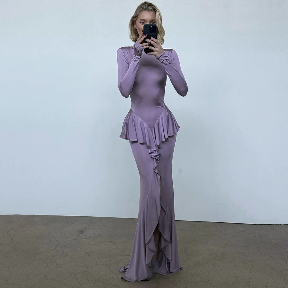 Women Dress Spring Summer Irregular Sexy Backless Ruffle Edg Slit Slim Fit Dress Elegant Lady High-Waist Party Evening Dress
Women Dress Spring Summer Irregular Sexy Backless Ruffle Edg Slit Slim Fit Dress Elegant Lady High-Waist Party Evening Dress