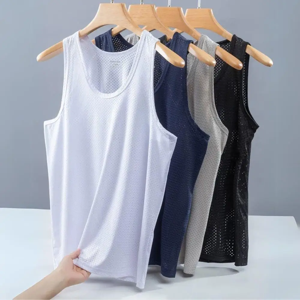 Mens Ice Silk Seamless Tank Top Breathable Mesh Vest Bodybuilding Sport Base Tank Top Mens Clothing Fitness Quick Dry T-Shirt
Mens Ice Silk Seamless Tank Top Breathable Mesh Vest Bodybuilding Sport Base Tank Top Mens Clothing Fitness Quick Dry T-Shirt