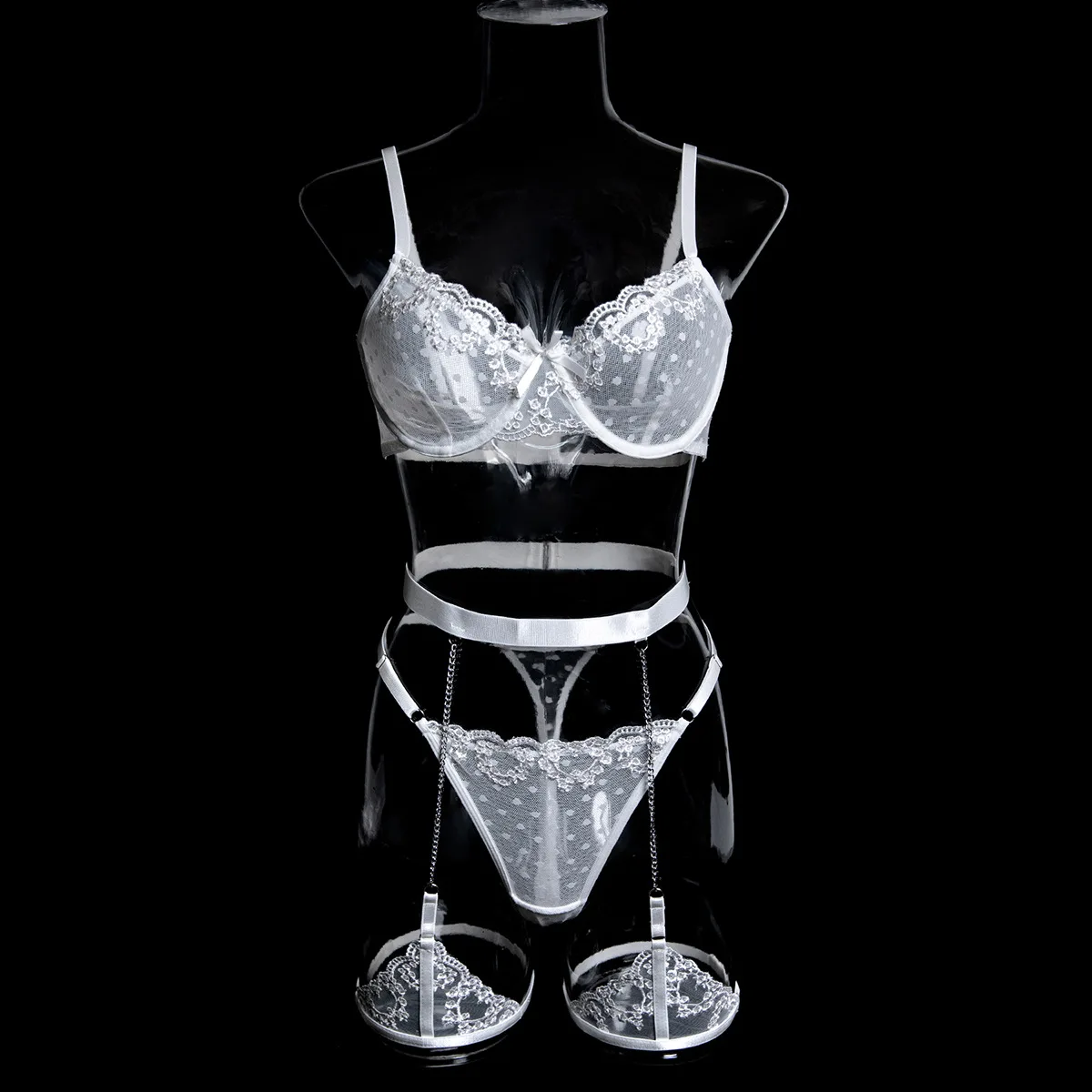 Women Sexy Lace Erotic Set Polka Dot See Through Lingerie Bra Thong Set Elegant Party Club Underwear Sexy Costumes
Women Sexy Lace Erotic Set Polka Dot See Through Lingerie Bra Thong Set Elegant Party Club Underwear Sexy Costumes