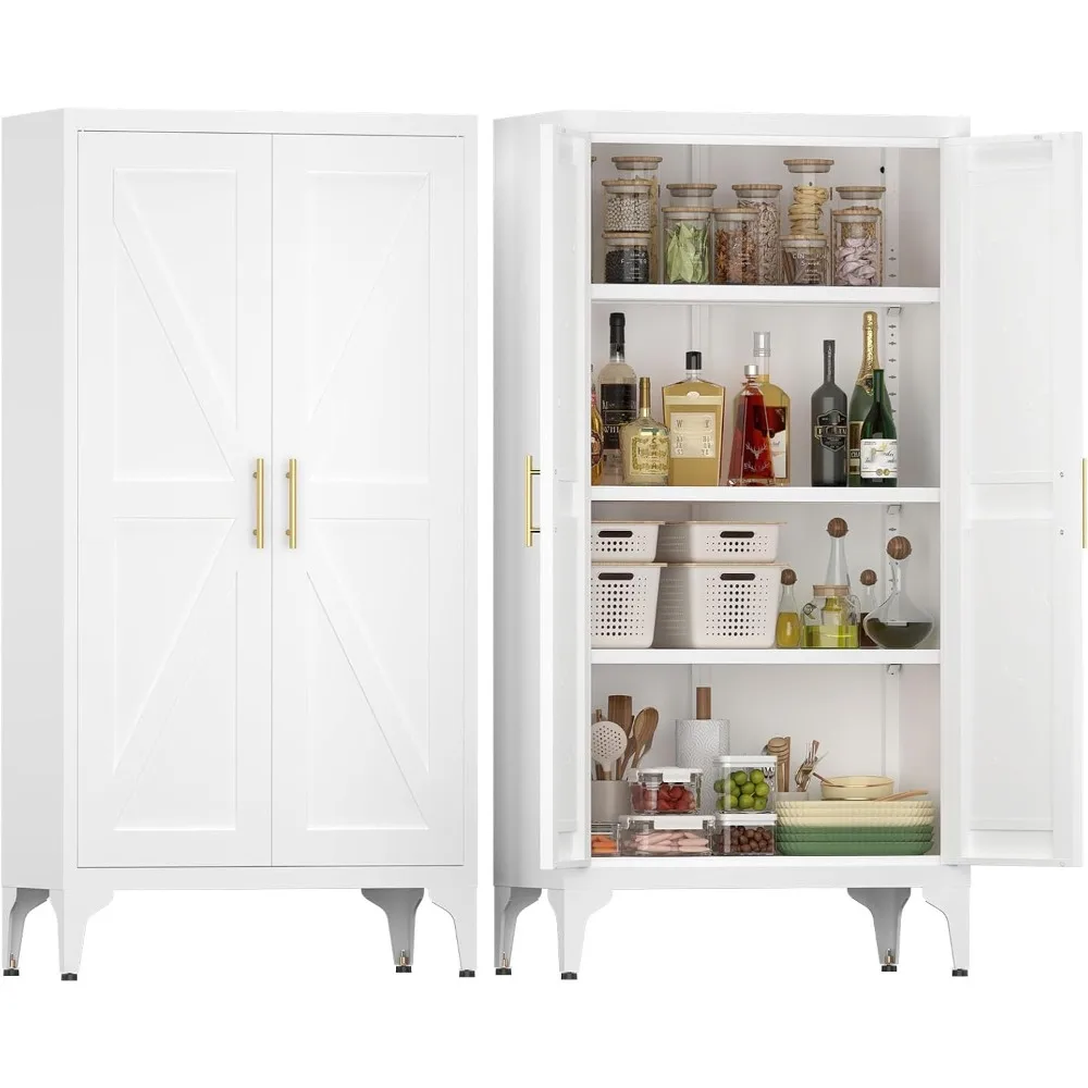 Металлический шкаф для хранения кладовой, белые кухонные шкафы для кладовой с 2 дверцами и 3 регулируемыми полками, стальной кухонный шкаф для столовой
Металлический шкаф для хранения кладовой, белые кухонные шкафы для кладовой с 2 дверцами и 3 регулируемыми полками, стальной кухонный шкаф для столовой