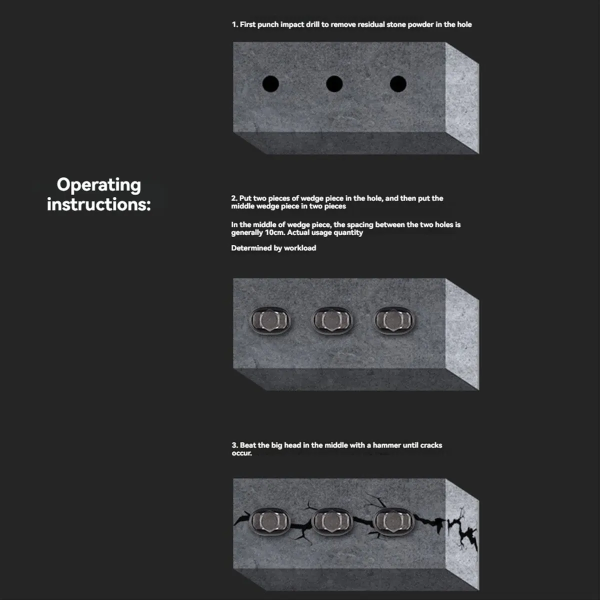 A75K Stone Splitting Tool Stone Splitter Metal Plug Wedges Concrete Rock Splitters Hand Tool 16x105mm Stone Chopper Chisels
A75K Stone Splitting Tool Stone Splitter Metal Plug Wedges Concrete Rock Splitters Hand Tool 16x105mm Stone Chopper Chisels