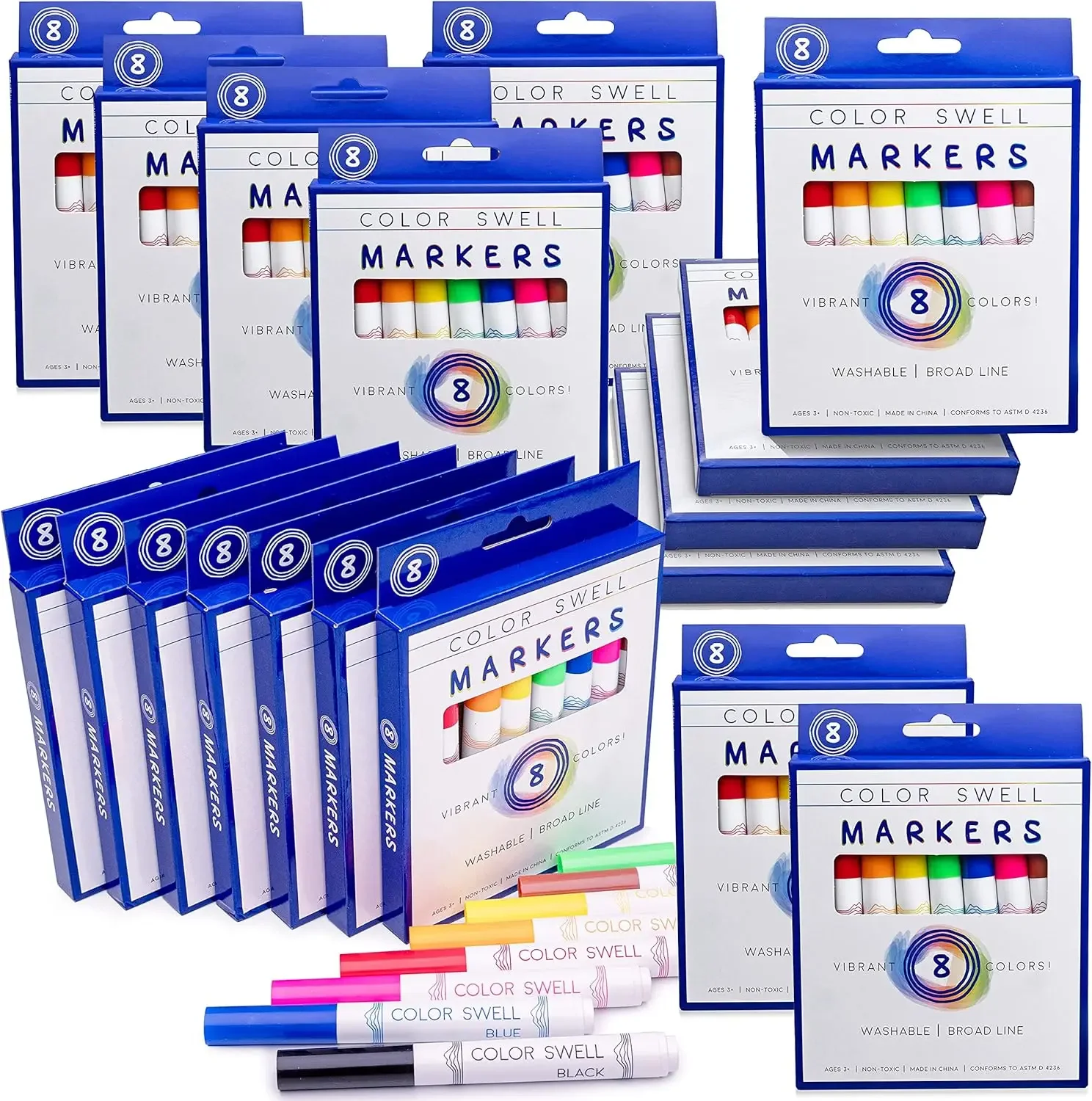144 Washable Broad Line Markers - 18 Boxes of 8 Colors for Kids, Classrooms & Parties
144 Washable Broad Line Markers - 18 Boxes of 8 Colors for Kids, Classrooms & Parties