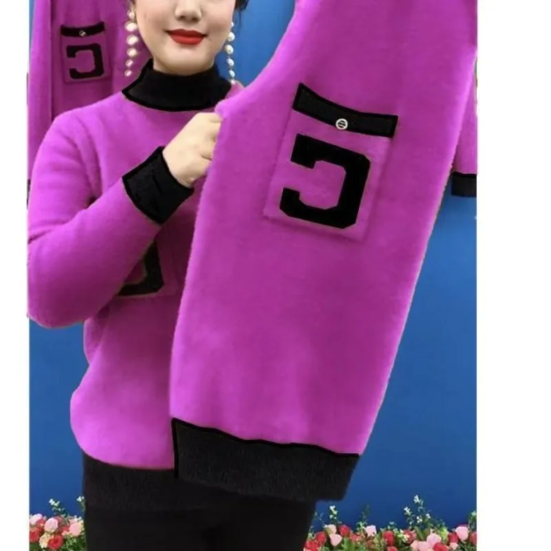 Women's Autumn Winter Fashion Half High Neck Pullover Pocket Panel Contrast Color Versatile Long Sleeve Loose T-shirt Tops
Women's Autumn Winter Fashion Half High Neck Pullover Pocket Panel Contrast Color Versatile Long Sleeve Loose T-shirt Tops