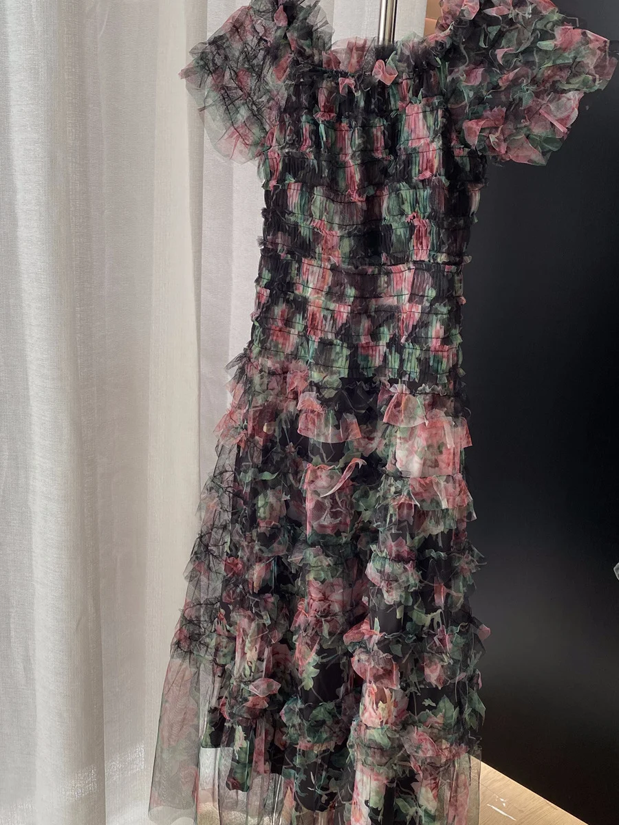 Ele Heavy Embroidery Floral Net Dr Women's Summer Waist Cinching Slimming One oulder Holiday Sle Long Dr
Ele Heavy Embroidery Floral Net Dr Women's Summer Waist Cinching Slimming One oulder Holiday Sle Long Dr
