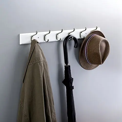 27-Inch Pure White Wall-Mounted Heavy-Duty Rail Featuring Six Robust Hooks For Coats, Hats, Umbrellas, Towels, And Bags
27-Inch Pure White Wall-Mounted Heavy-Duty Rail Featuring Six Robust Hooks For Coats, Hats, Umbrellas, Towels, And Bags