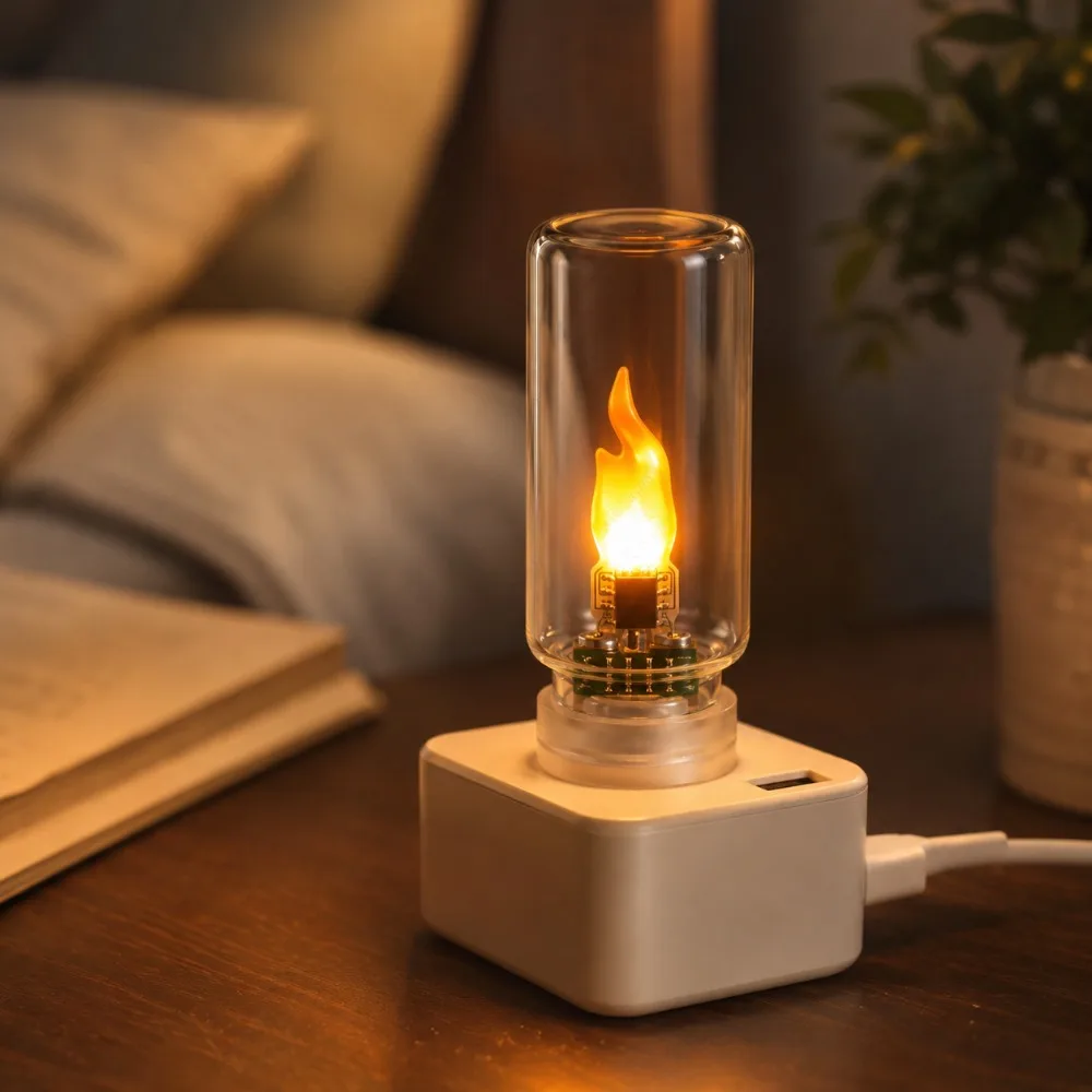 USB Powered Flame Flicker LED Night Light Candle Ambient Lamp for Room Car Desk Laptop Computer Festival and Party Decoration
USB Powered Flame Flicker LED Night Light Candle Ambient Lamp for Room Car Desk Laptop Computer Festival and Party Decoration